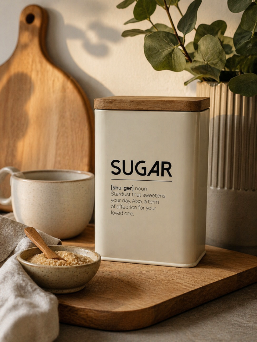 Allure Sukkerdåse i metal 9,8x15 cm. creme