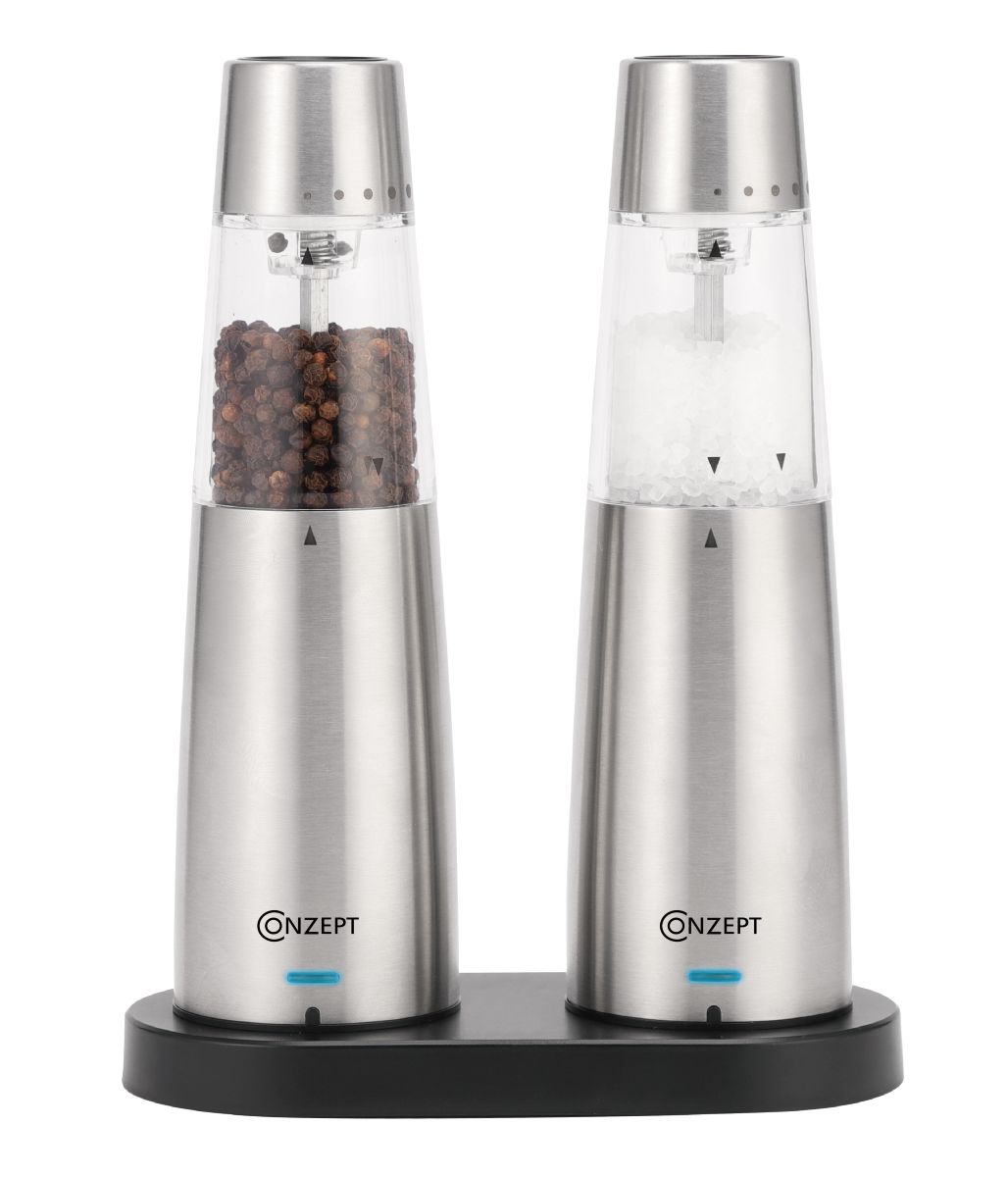 Conzept kværnsæt opladelig rustfrit stål 21 cm inkl. USB-ledning