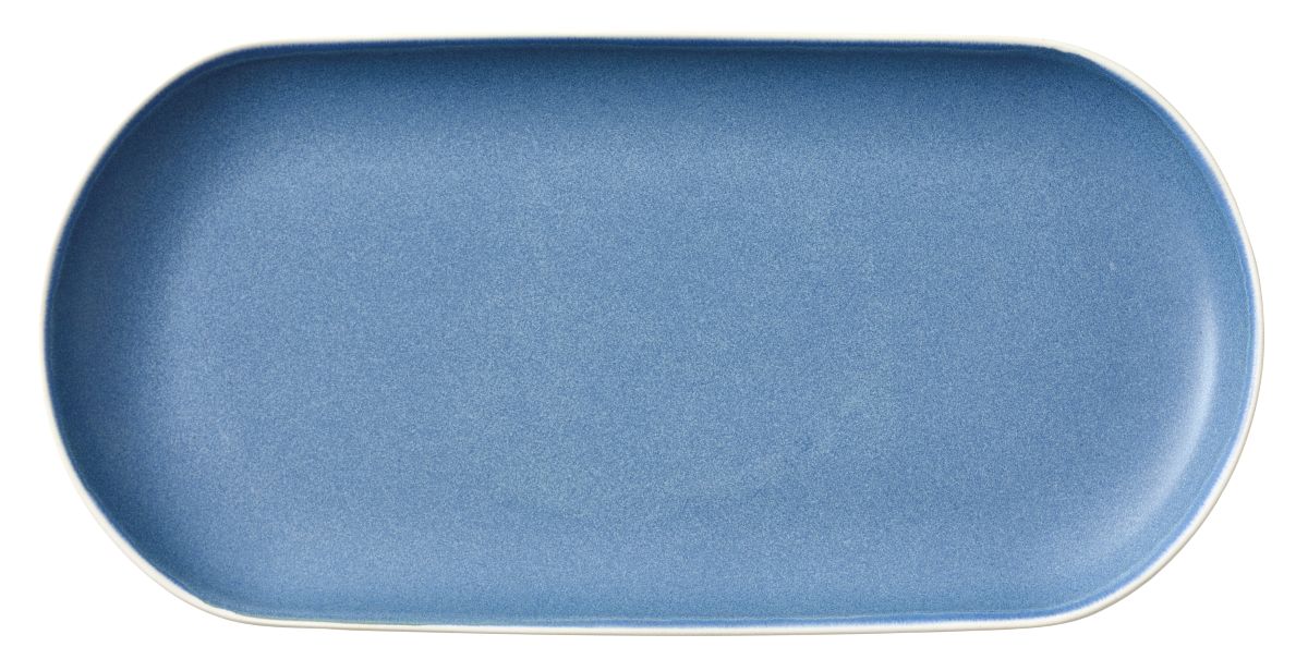 Studio Round North Serveringsfad 38x19 cm. hvid/lys blå