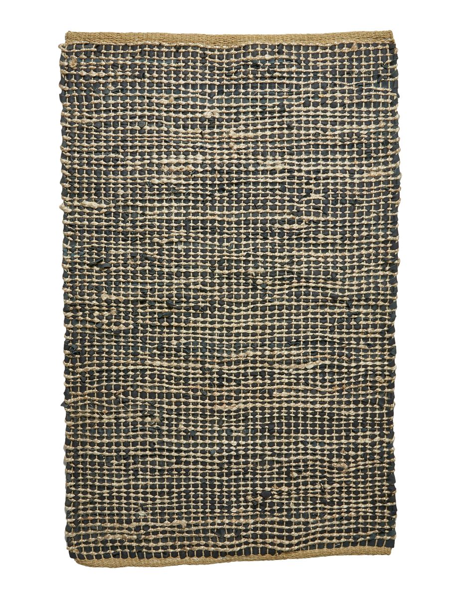Gulvtæppe skind/jute 60x90 cm. sort