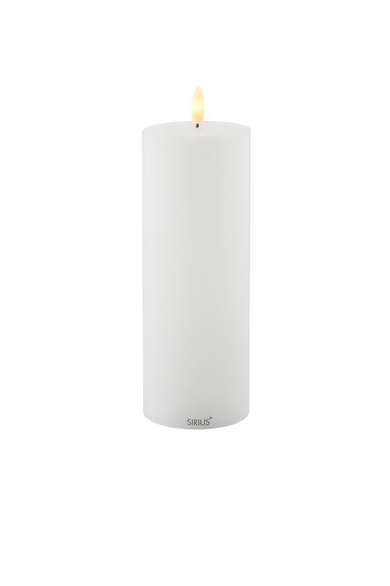 Sille Genopladelig LED bloklys Ø7,5XH20 cm. Hvid