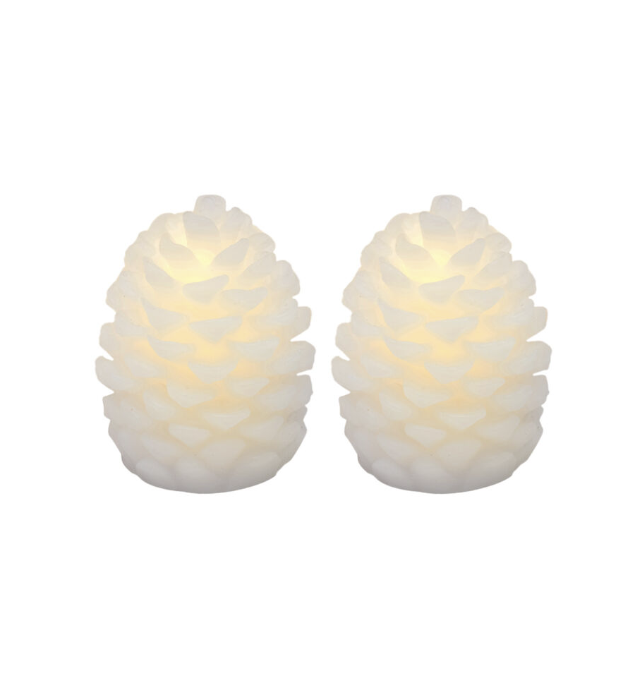 Julius LED Lys 2 stk. kogler 10 cm. hvid voks