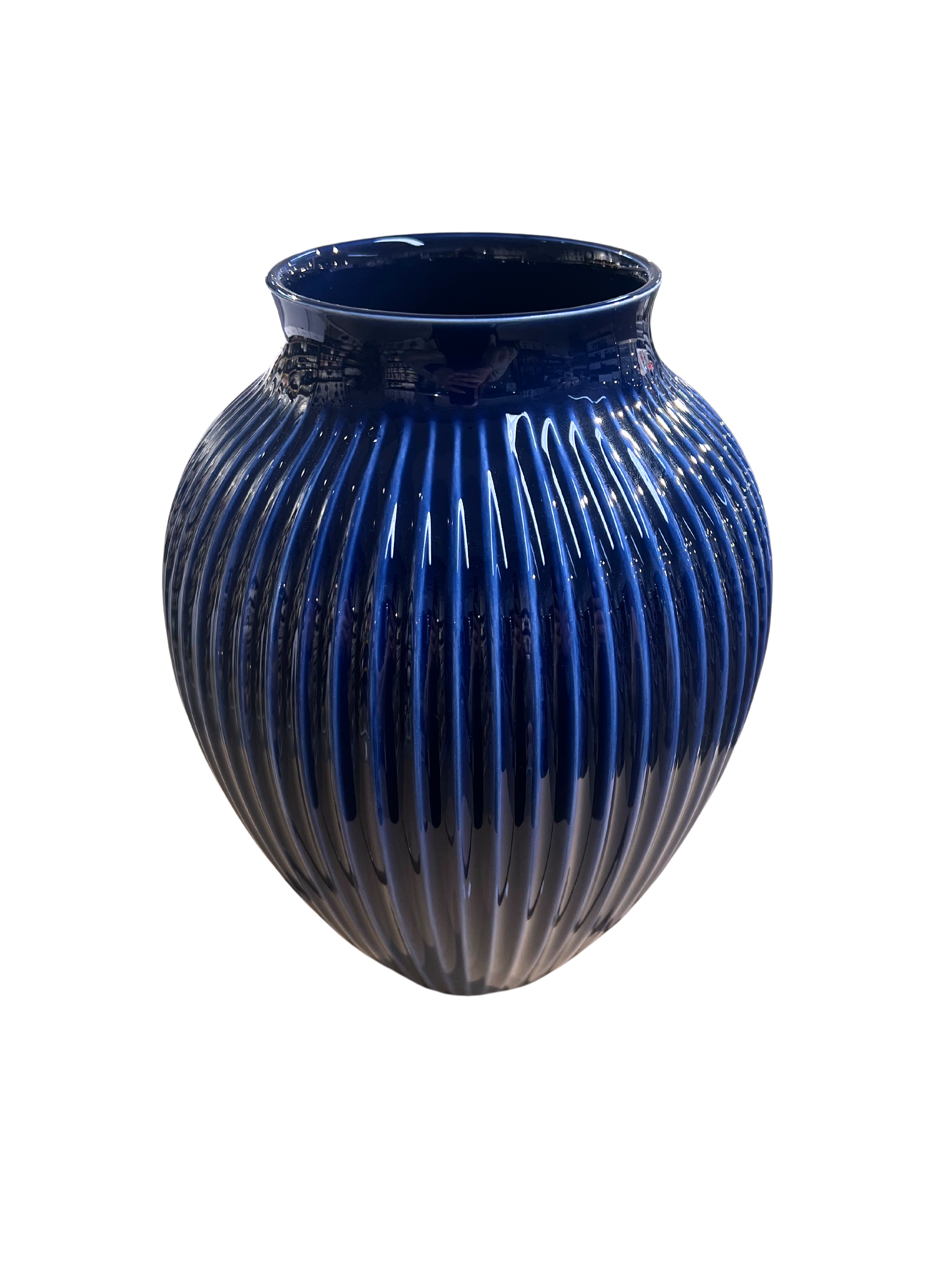 Knabstrup Vase H 27 Cm Ripple Dark Blue