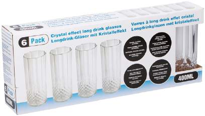 Long drink glas 6 stk. - klar plast