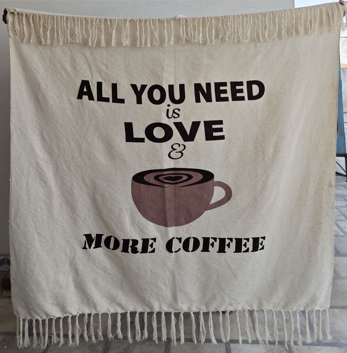 Plaid i 100% genbrugsbomuld 125x150 cm. coffee