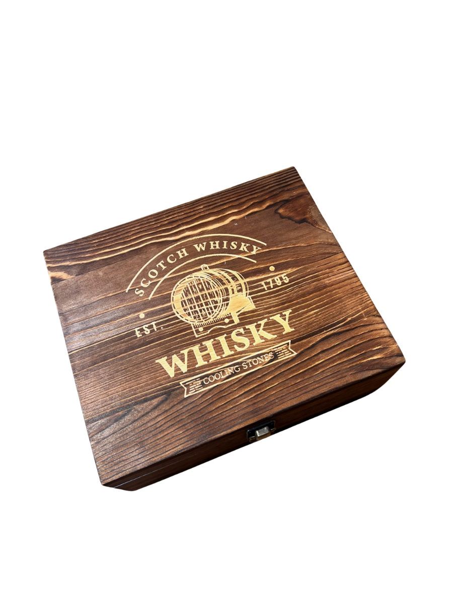 WoMa Barsæt 2 whiskyglas, 6 isterninger i rustfrit stål, inkl tang og pose