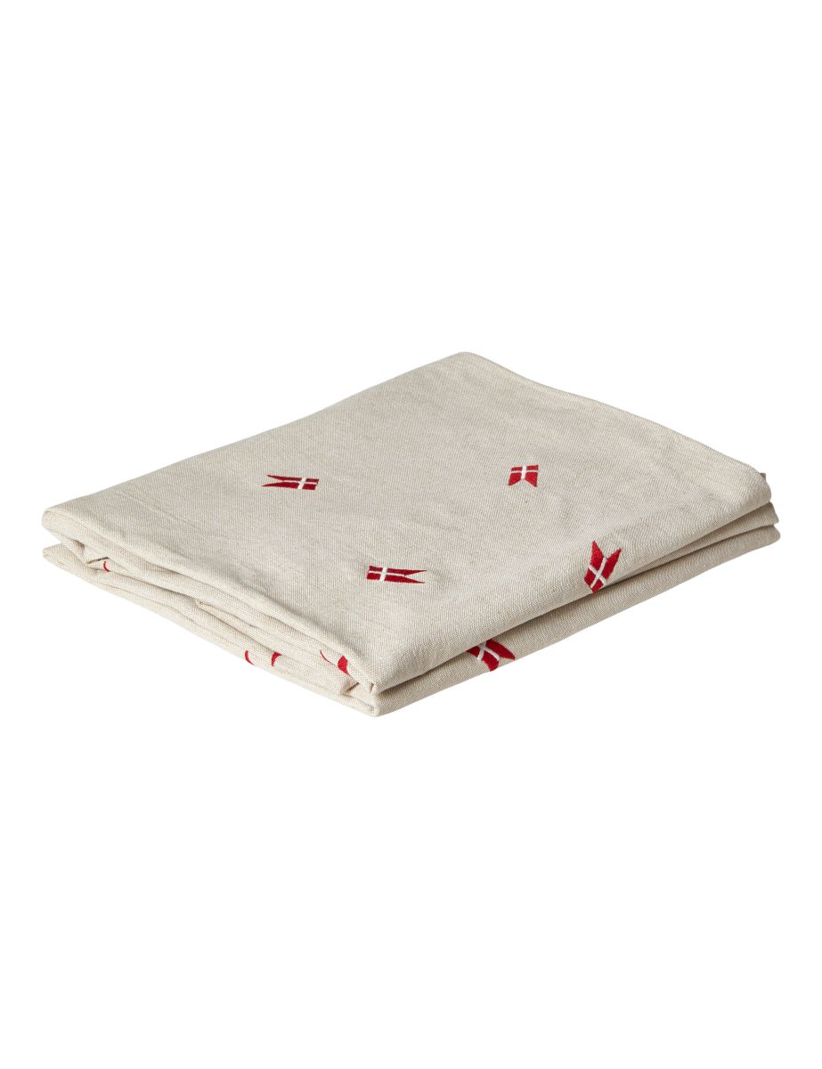Dug med dannebrog broderet 140x220 cm. 