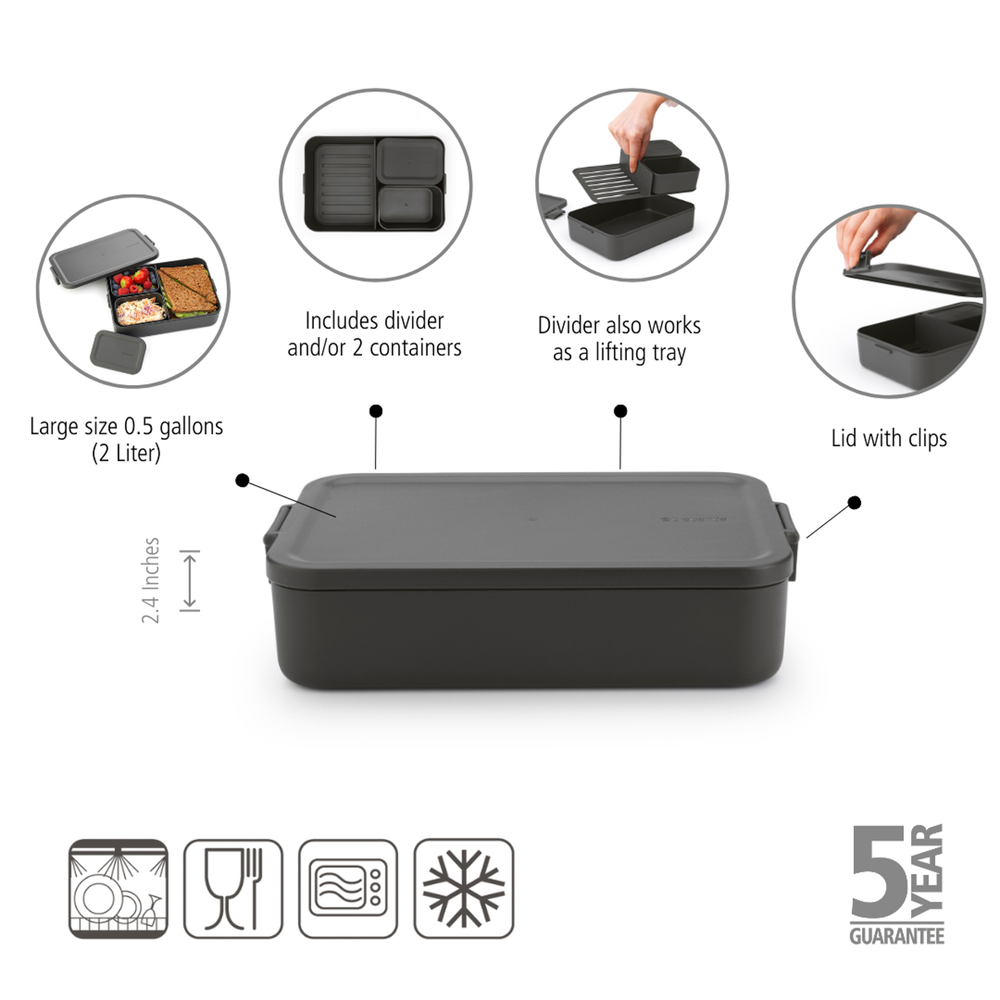 Make & Take Madkasse Bento rumopdelt, stor, Grå