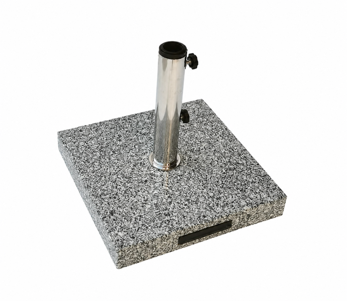 Granit parasolfod 45x45 cm. med hjul og håndtag 40 kg grå