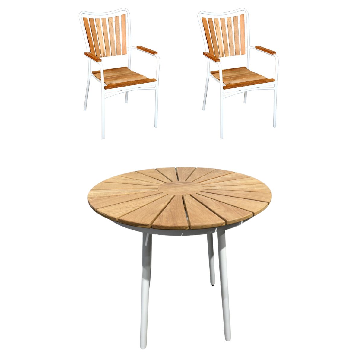 Cafésæt Home - bord Ø 70 cm. og 2 stabelbare stole