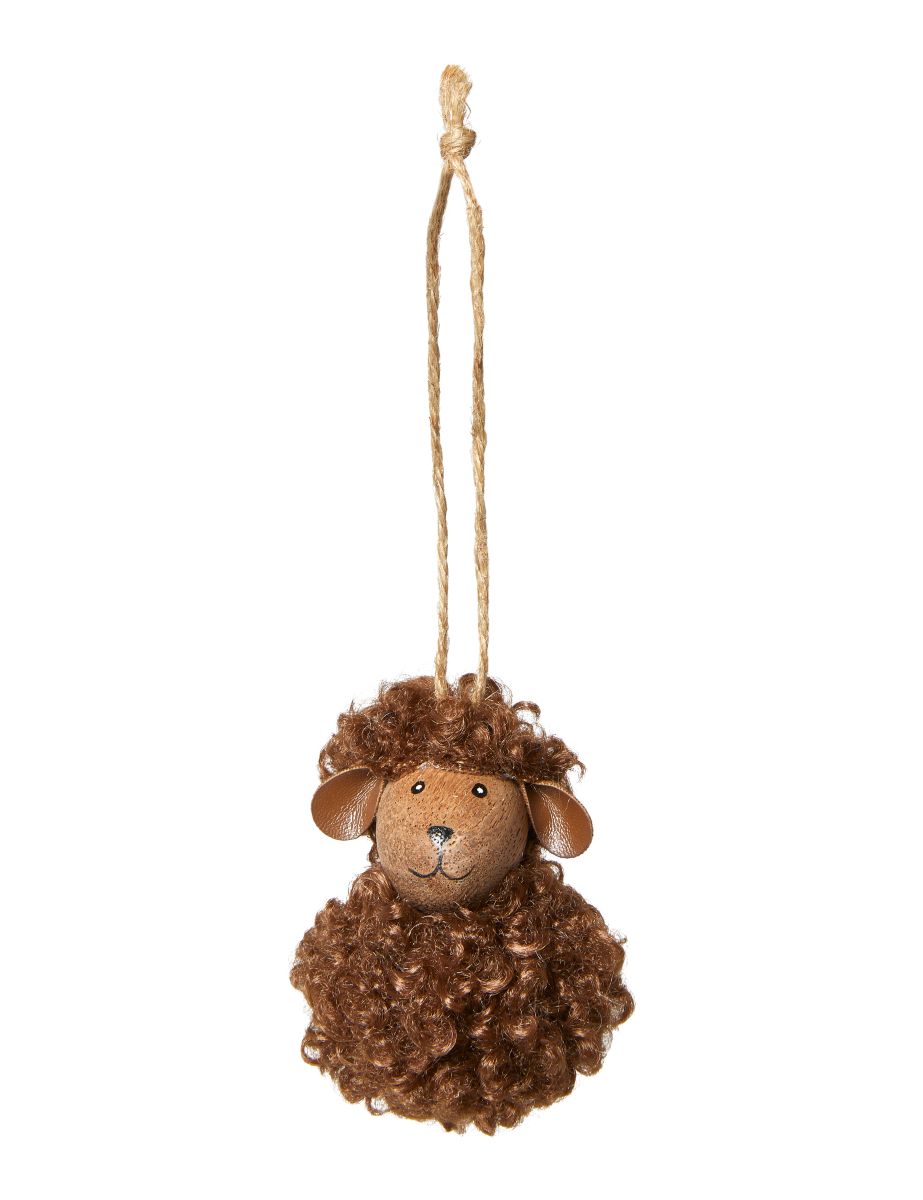 Får Fluffy H 7 cm. hænge amber brun