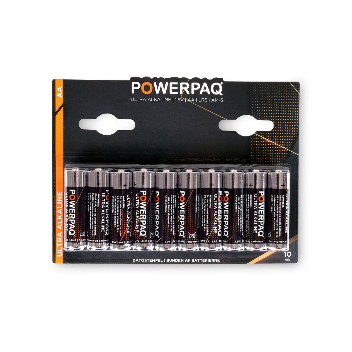 10 stk. AA batterier Powerpaq alkaline