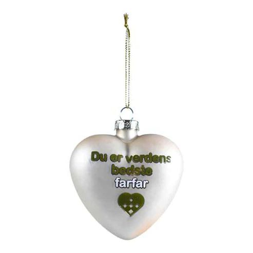 Hjerteophæng glas 8 cm. farfar champagne