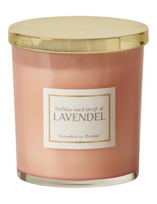 Duftlys 3% 330 gram/45 timer Lavendel rosa/guld