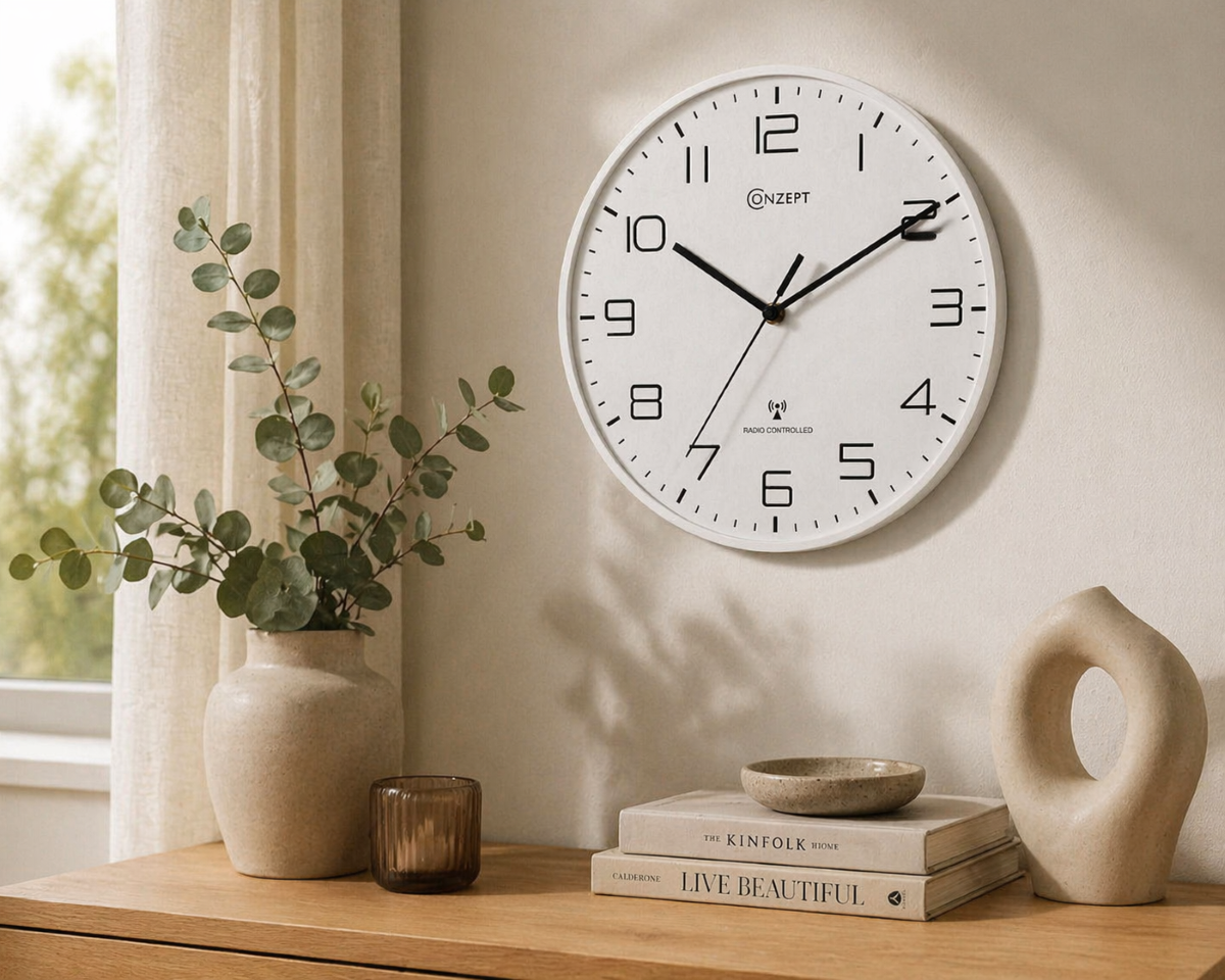 Conzept vægur Sweep radiostyret 30 cm hvid