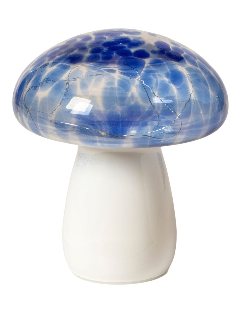 LED paddehat glas batteri 17 cm. blå