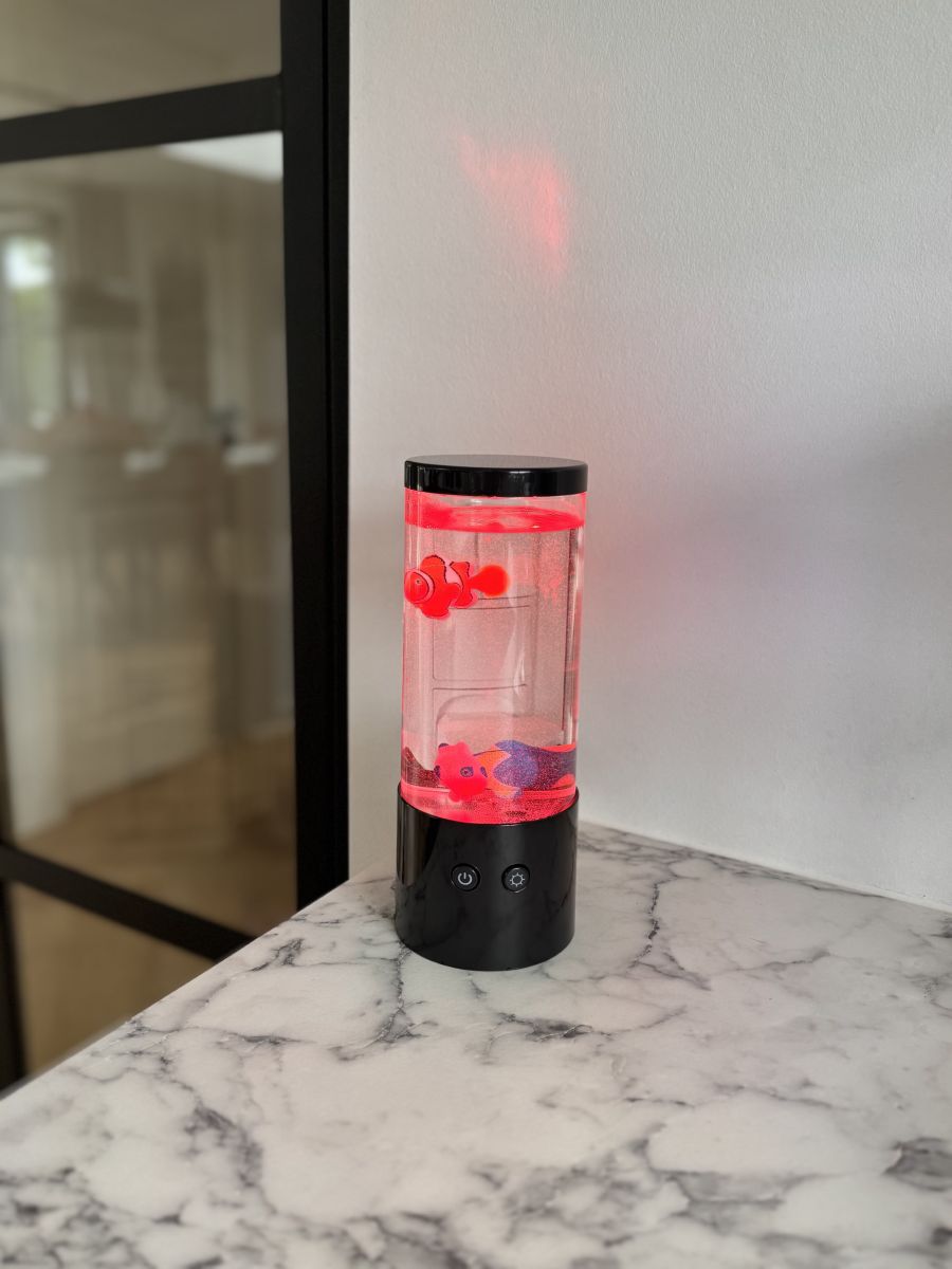 Fiskelampe med 3 fisk 9x23 cm til batteri eller med USB