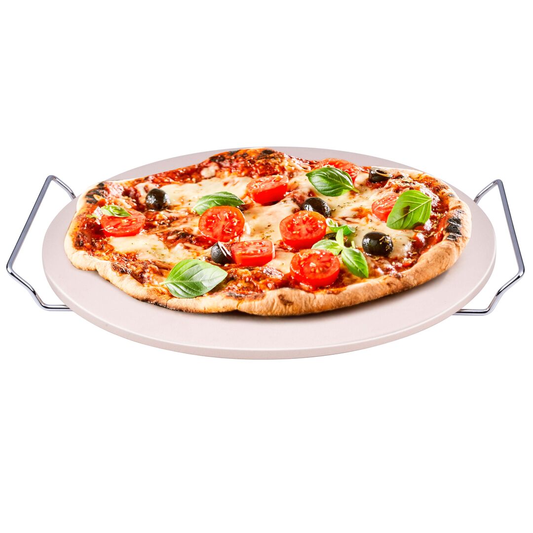 Pizzasten Ø33 cm med holder