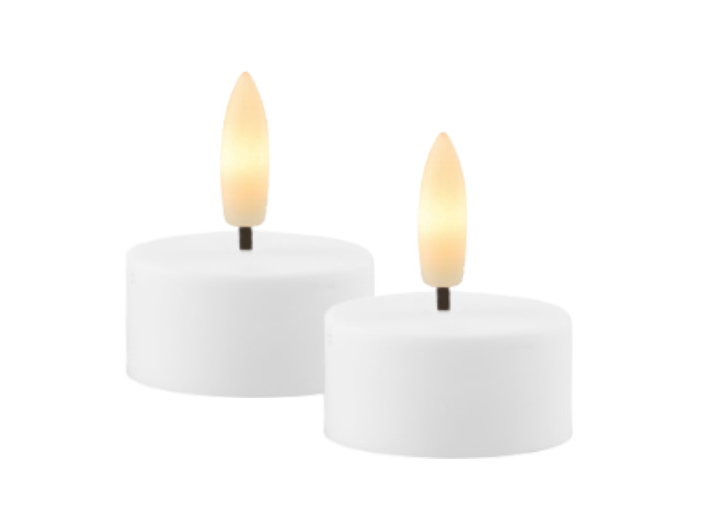 Julius Genopladelig Fyrfadslys Ø4cm H2,2 cm. S/2 stk. Hvid