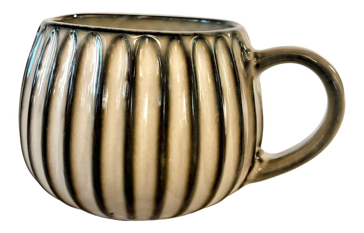 Krus Strib 360 ml. stentøj sand/mørkegrå/brun