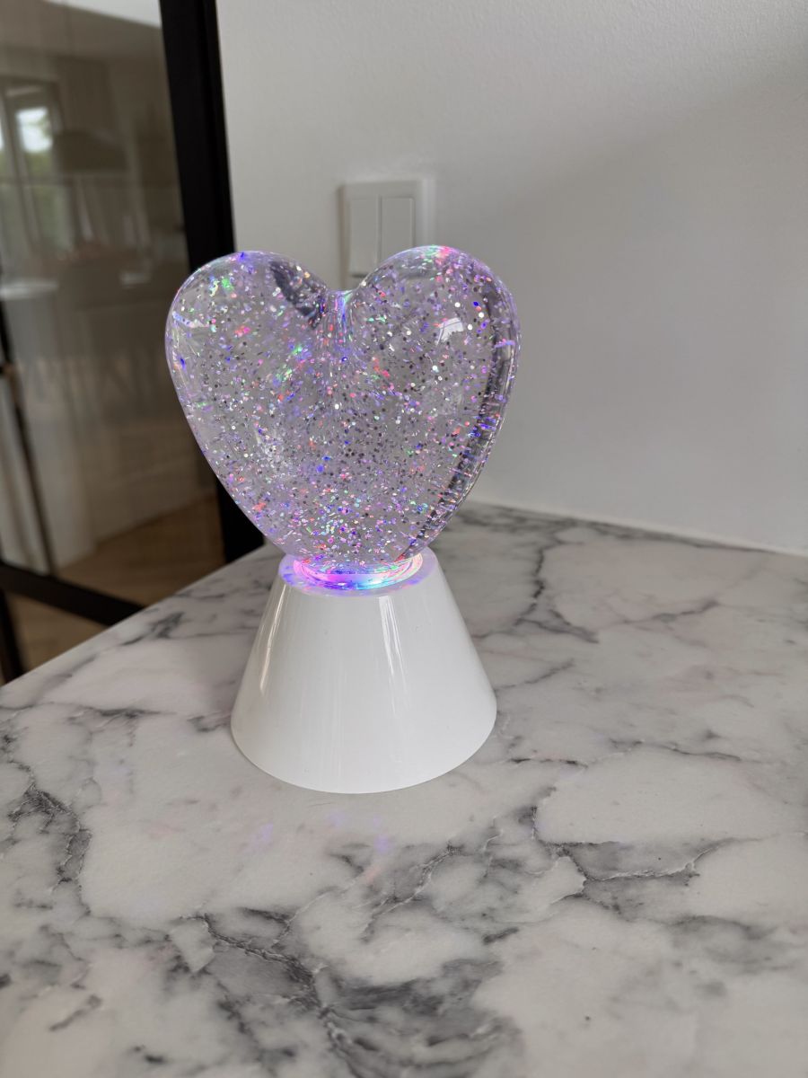 Hjerte Glitterlampe med farveskift