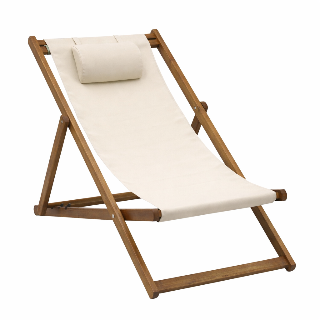 Klitmøller Strandstol med nakkepude 56,5x97x87 cm. natur