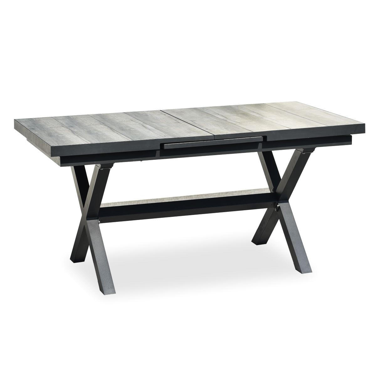 Læsø havebord i aluminium og keramik med udtræk - grå