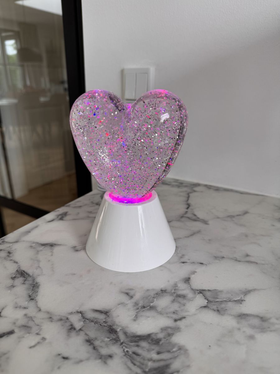 Hjerte Glitterlampe med farveskift