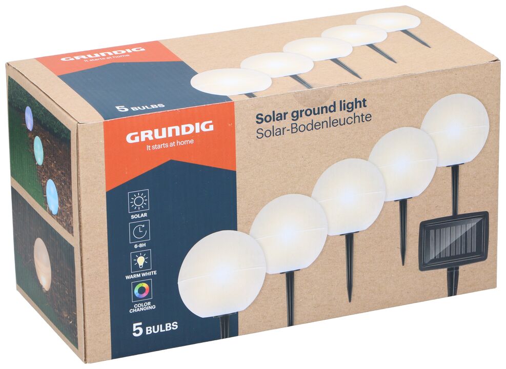 Solarlampe på spyd 5 stk. 29,2x13,5x16,1 cm hvid