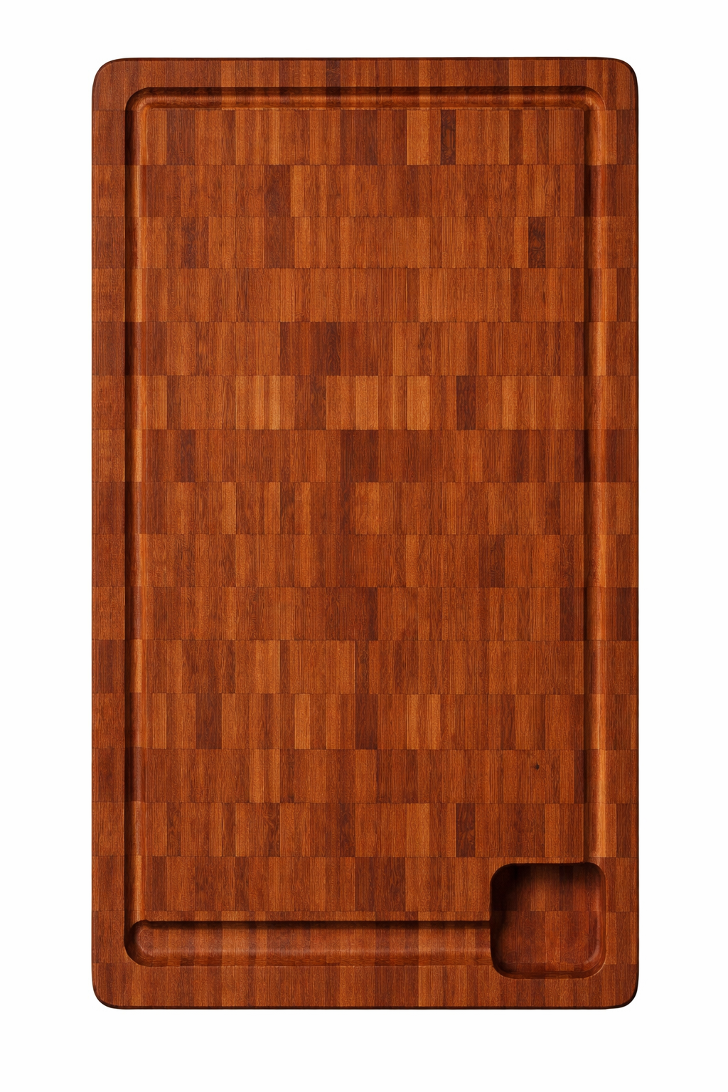 Skærebræt i olieret bambus med saftrille 36x25,5x2 cm.