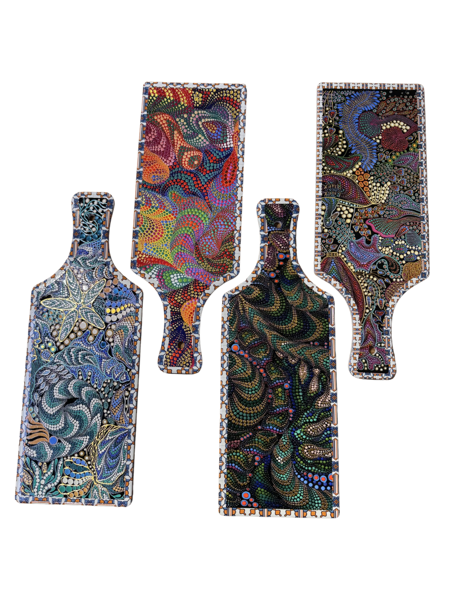 Serveringsbræt i keramik assorteret 14,5x40 cm.