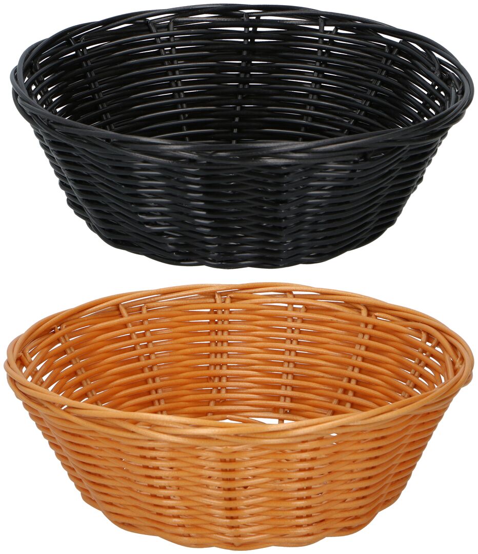 Brødkurv 2 stk. Ø 20 cm. i plast natur/sort