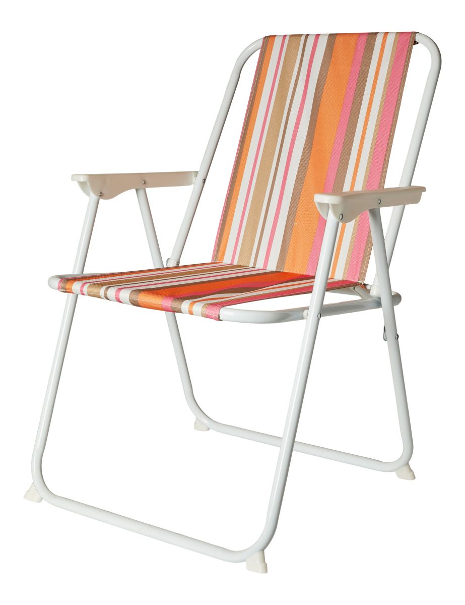 Campingstol 46x52x78 cm . i orange/hvid stribet