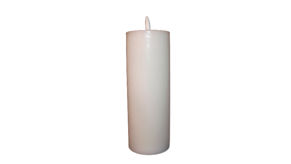 Bloklys LED med fjernbetjening Ø 7,5x15 cm. hvid