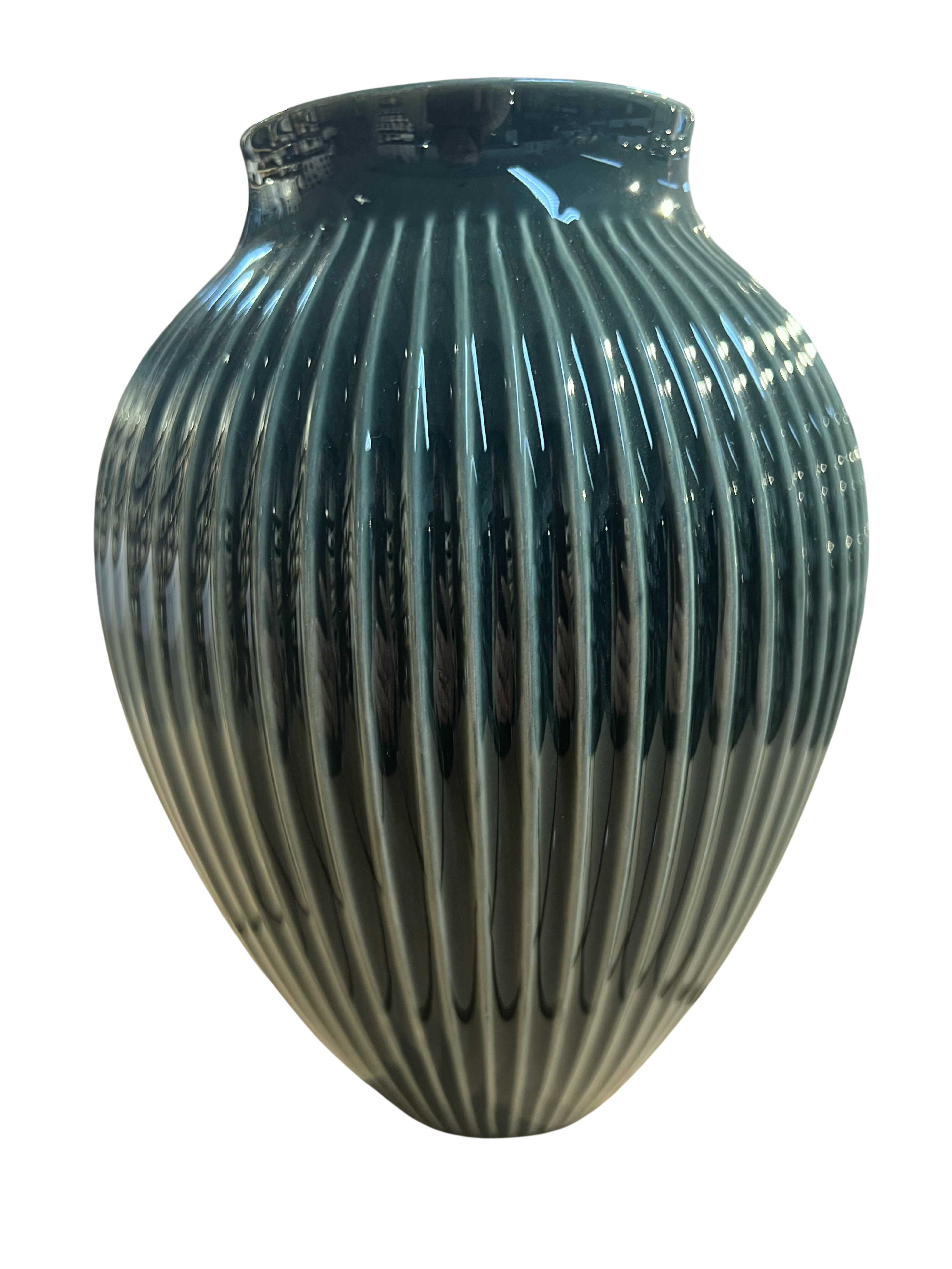 Knabstrup Vase H 20 Cm Ripple Dark Green