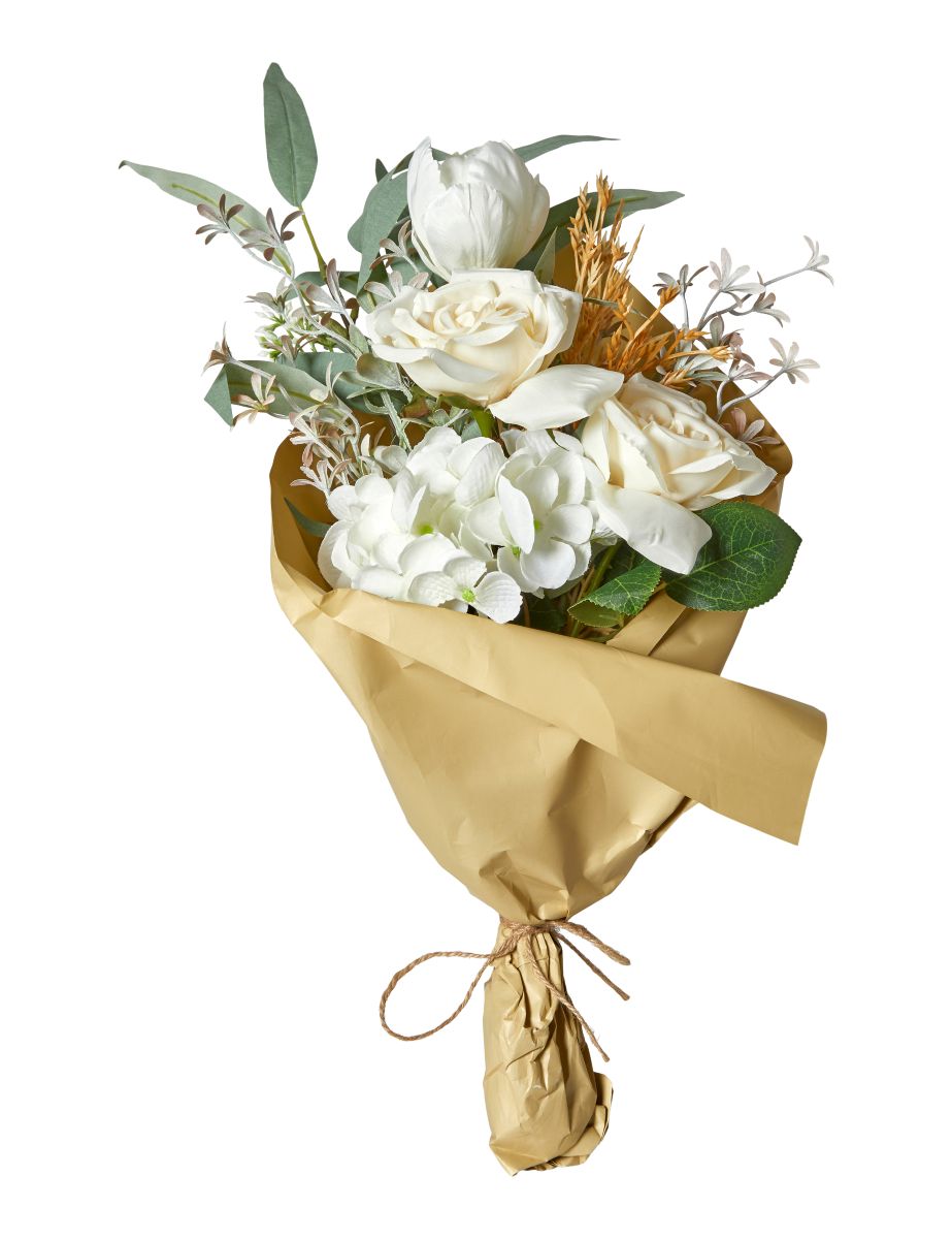 Buket Hortensia/rose 55 cm. hvid
