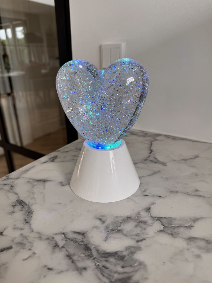 Hjerte Glitterlampe med farveskift