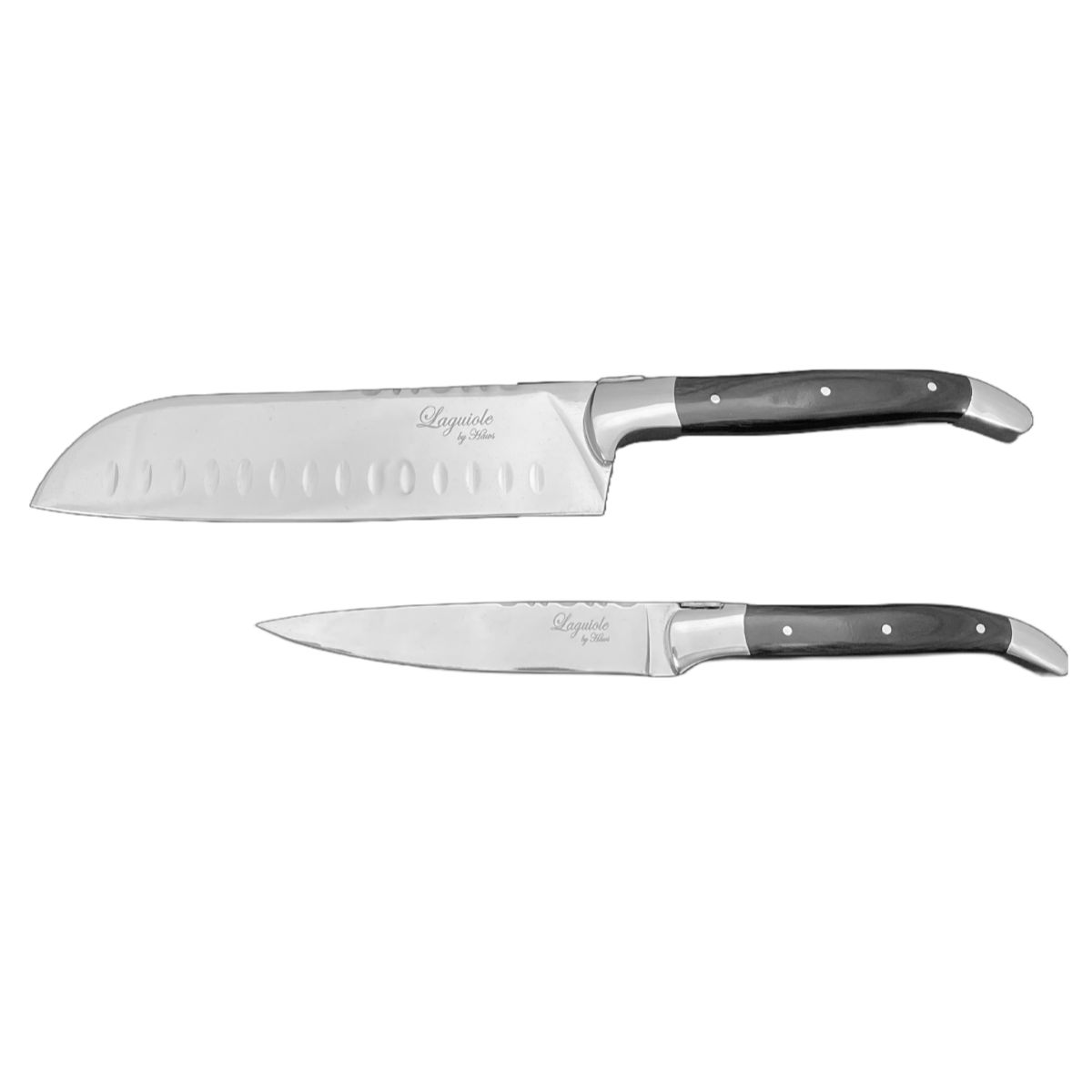 Laguiole by Hâws Knivsæt i sort træ - Santoku og Universalkniv