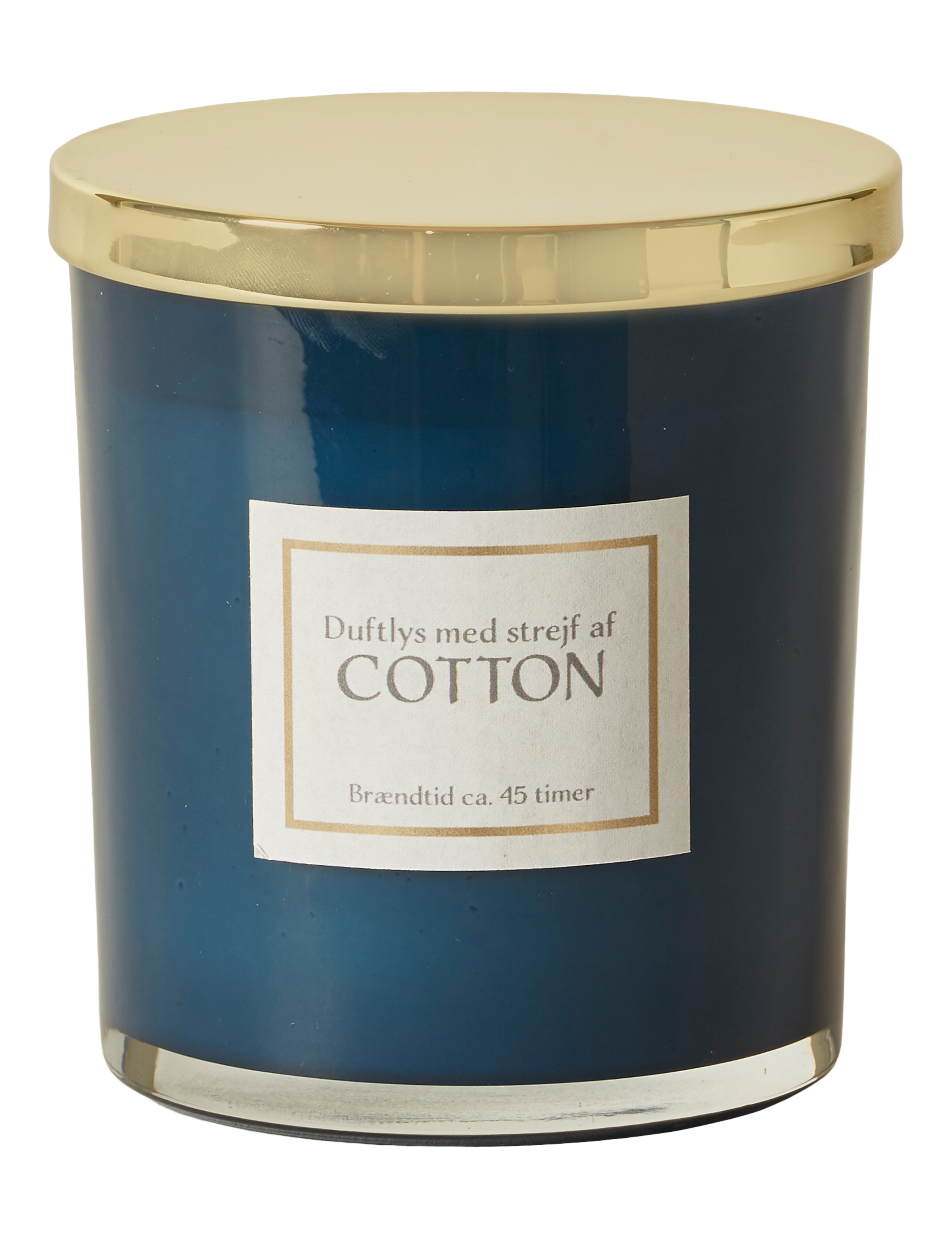 Duftlys 3% 330 gram/45 timer Cotton blå/guld