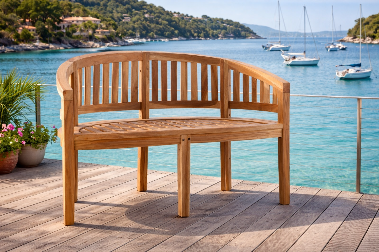 Bananbænk i classic teak 120 cm.