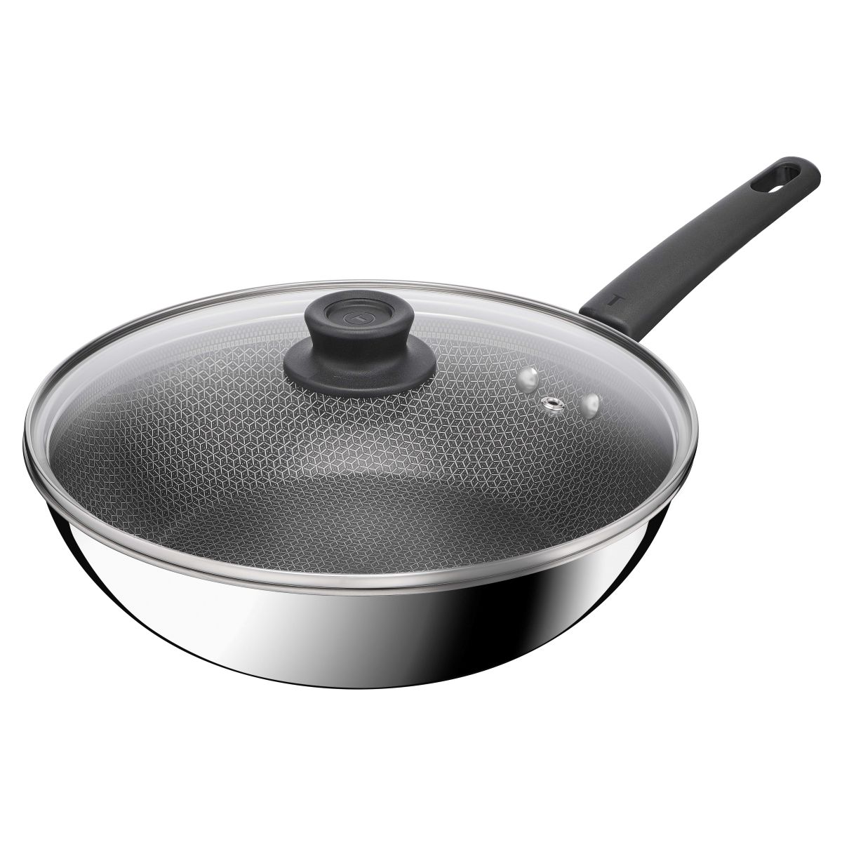 Tefal Emotion Plus Power SS Tri-Ply mesh PFTE wokpande 28 cm med låg