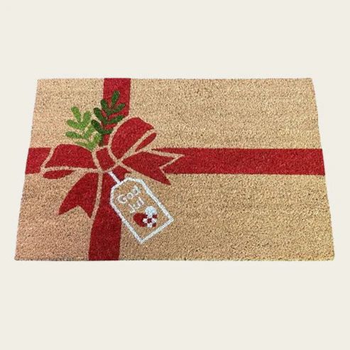Dørmåtte med julesløjfe 60x40 cm. kokos