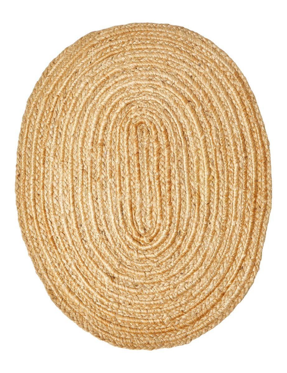 Tæppe i jute 50x70 cm ovalt natur
