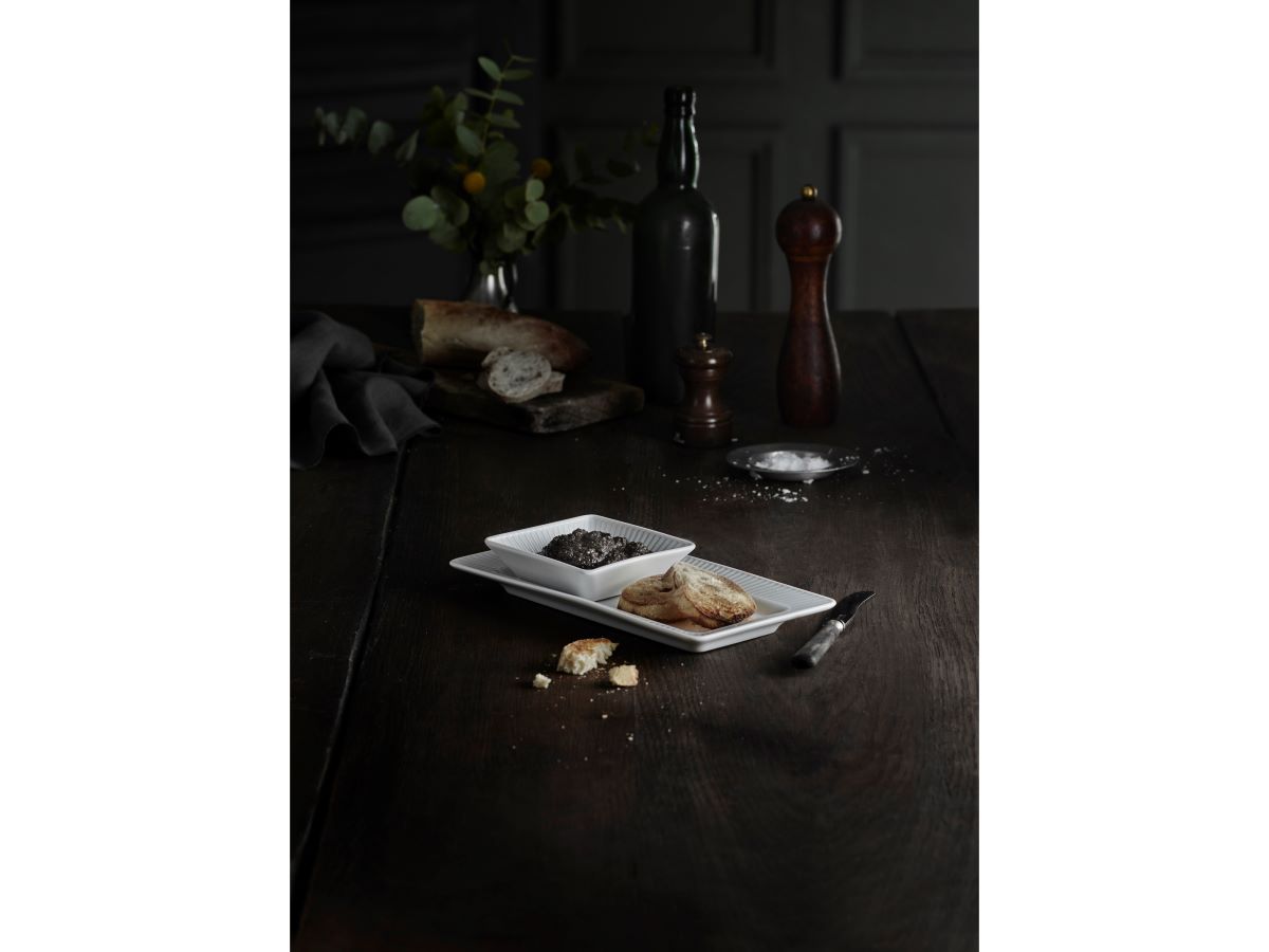 Plissé Kvadratskål Hvid L14cm