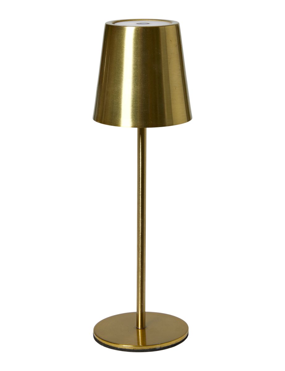 Bordlampe LED touch genopladelig 23 cm. guld
