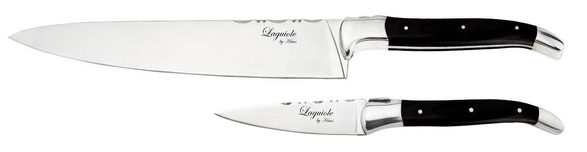 Laguiole by Hâws Knivsæt i sort træ - Kokke og Urtekniv