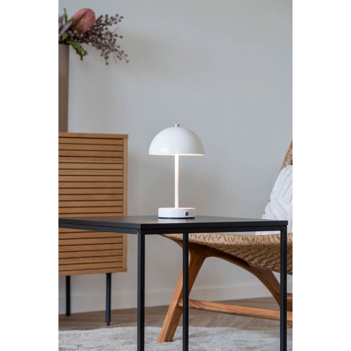Holt Bordlampe genopladelig 25 cm stål hvid