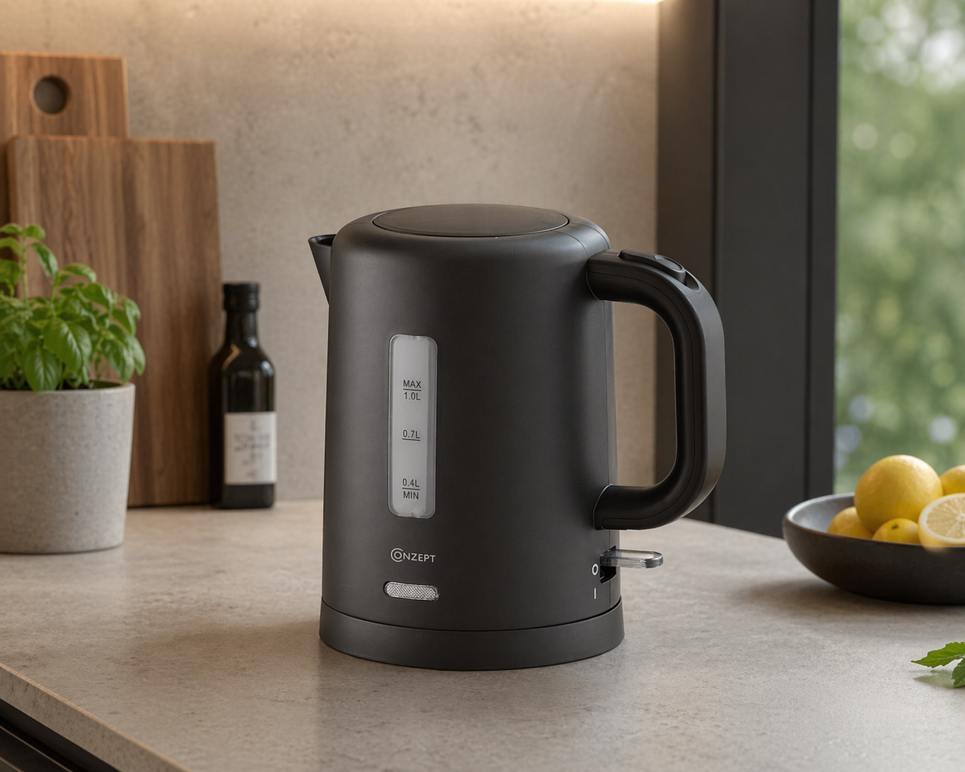 Conzept Elkedel sort 1 L plast 1100 W  