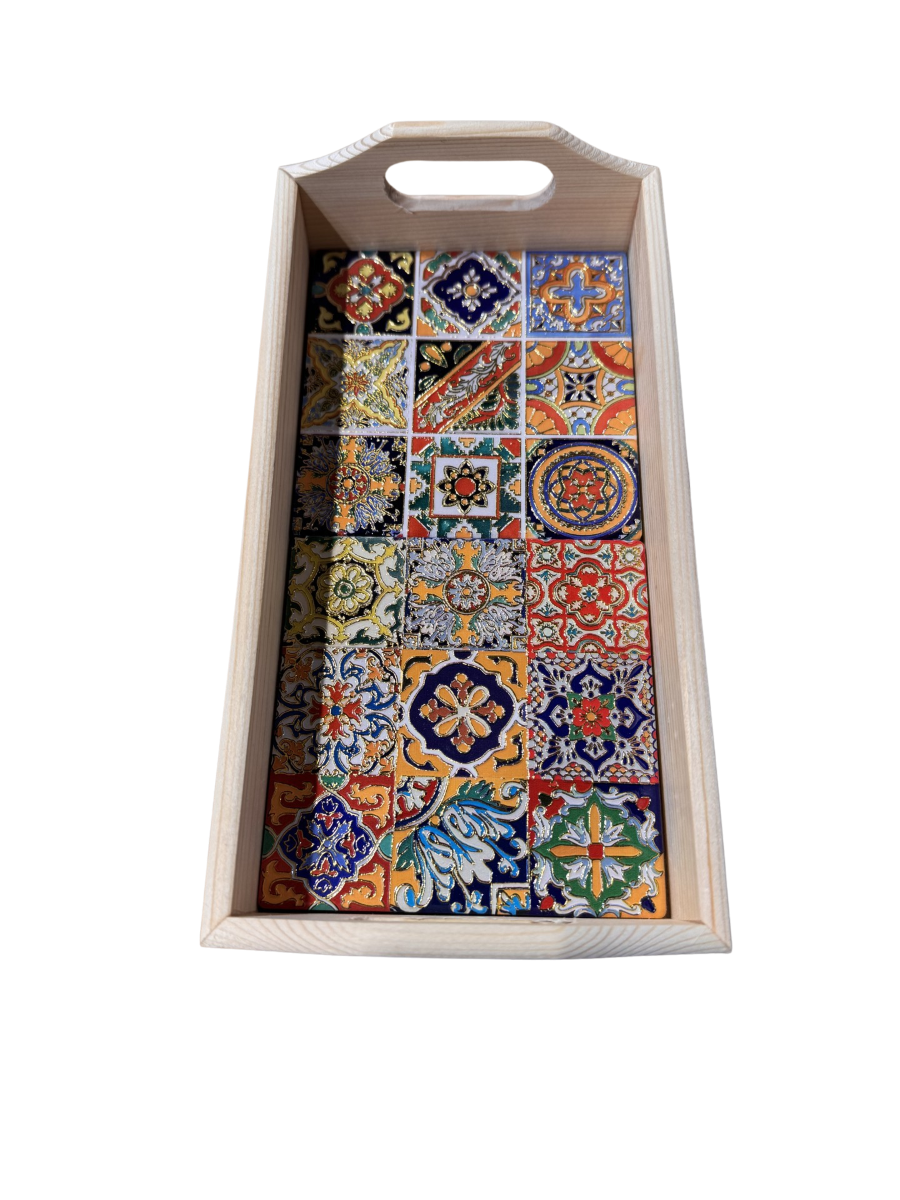Serveringsbakke i keramik assorteret 22x11,5x6,5 cm. 