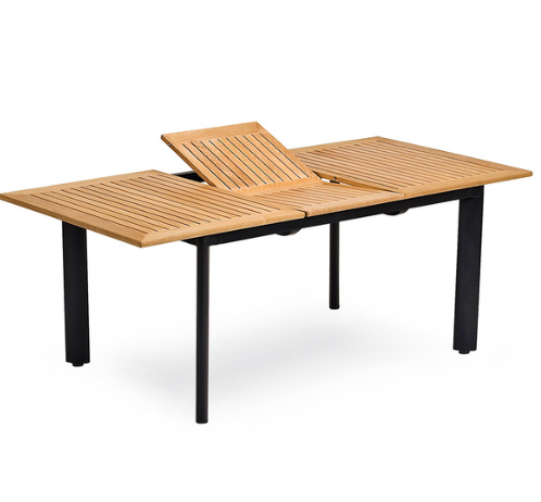 Nyborg havebord 96x150-200 cm. - sort og kerneteak